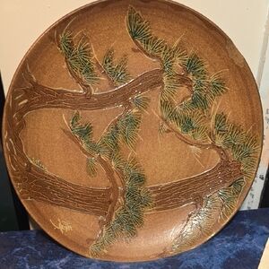 Artistic Brown and Green Ceramic Plate